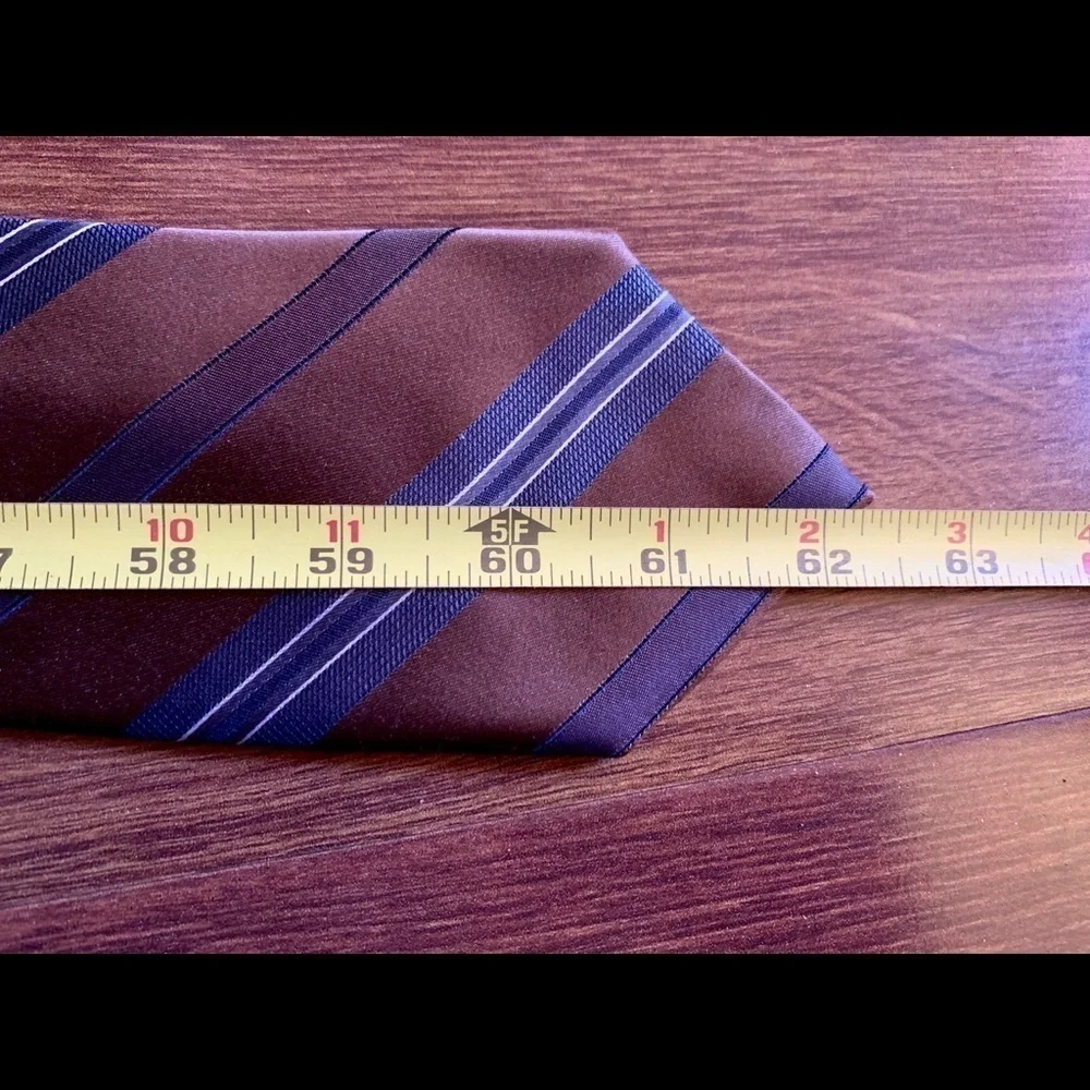 CALVIN KLEIN Brown Silk Stripes Necktie